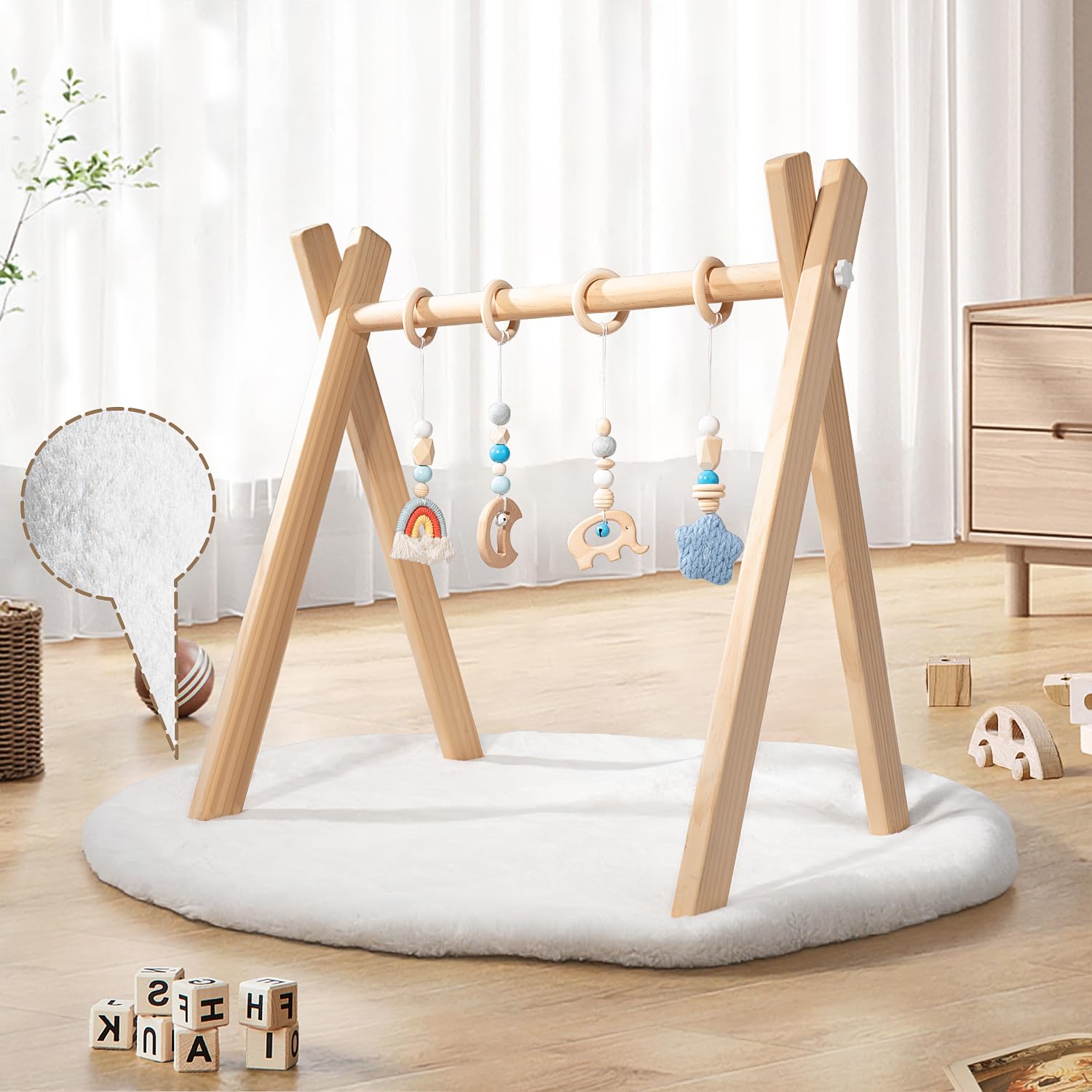 Wooden frame play mobile